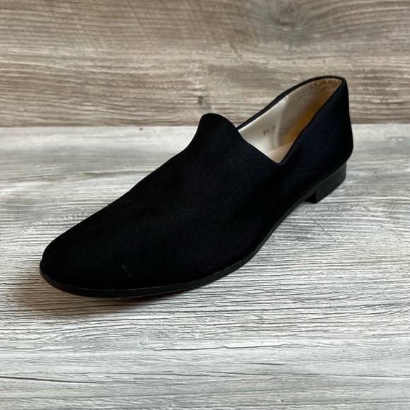 Clifford & Wills slip on black satin like shoes size 10 - Picture 1 of 11